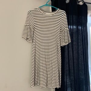 Moa Moa Black and White Striped Soft T Shirt Dress